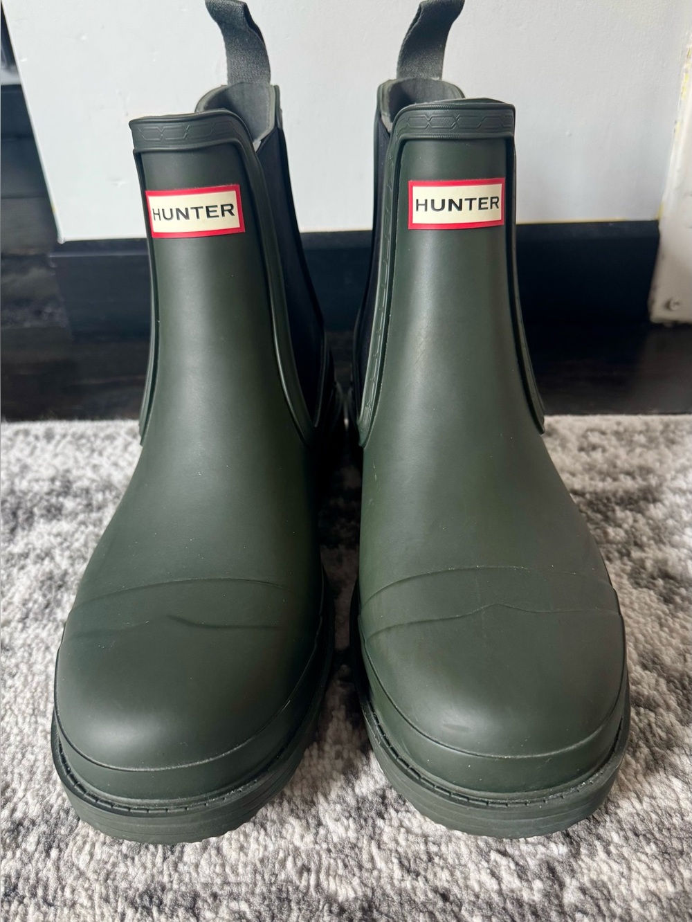 Hunter Original Chelsea Rain Boots Green Matte Rubber Unisex UK 9 US 10 EU 43